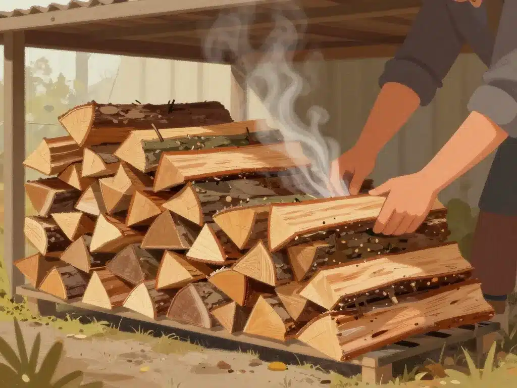 stockage optimal bûches albizia sous abri, aération et préparation