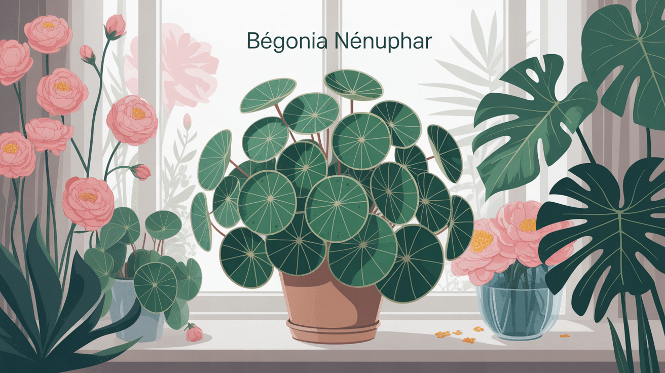 illustration bégonia nénuphar feuillage rond décoratif