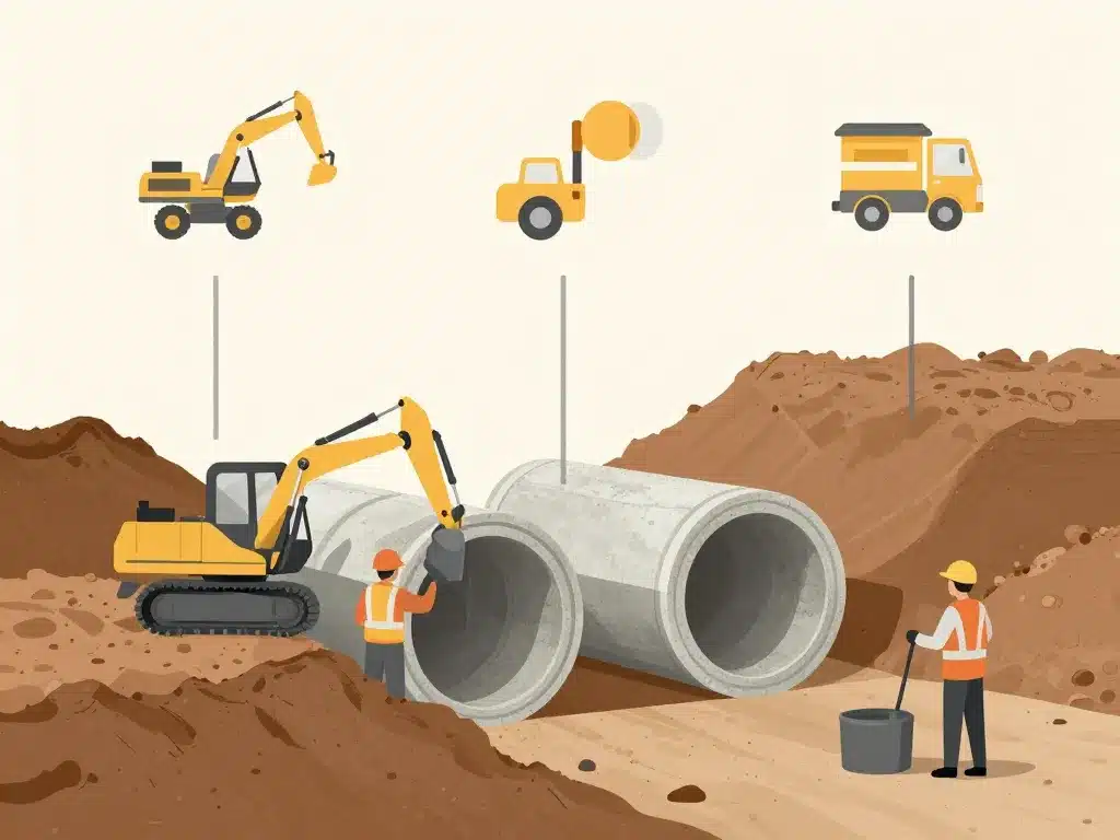 diagramme installation buse en beton securite chantier