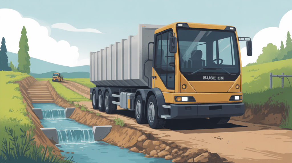 illustration buse en beton dans paysage rural
