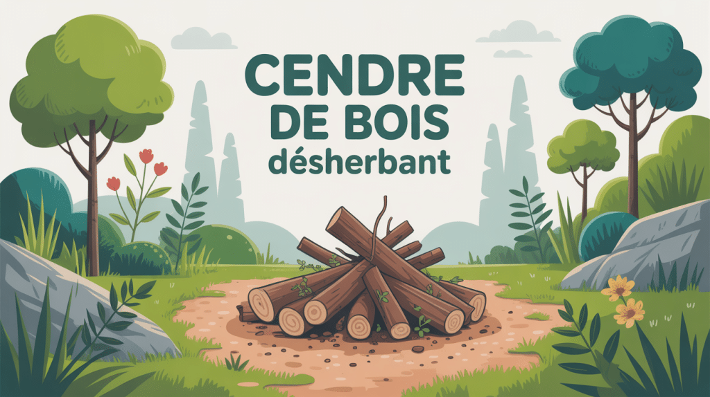 illustration cendre de bois désherbant ambiance jardin