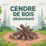 illustration cendre de bois désherbant ambiance jardin