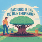 comment tailler une haie trop haute illustration vectorielle jardin