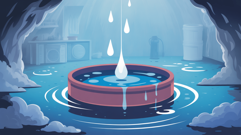 Schéma condensation tuyau eau froide dans une cave