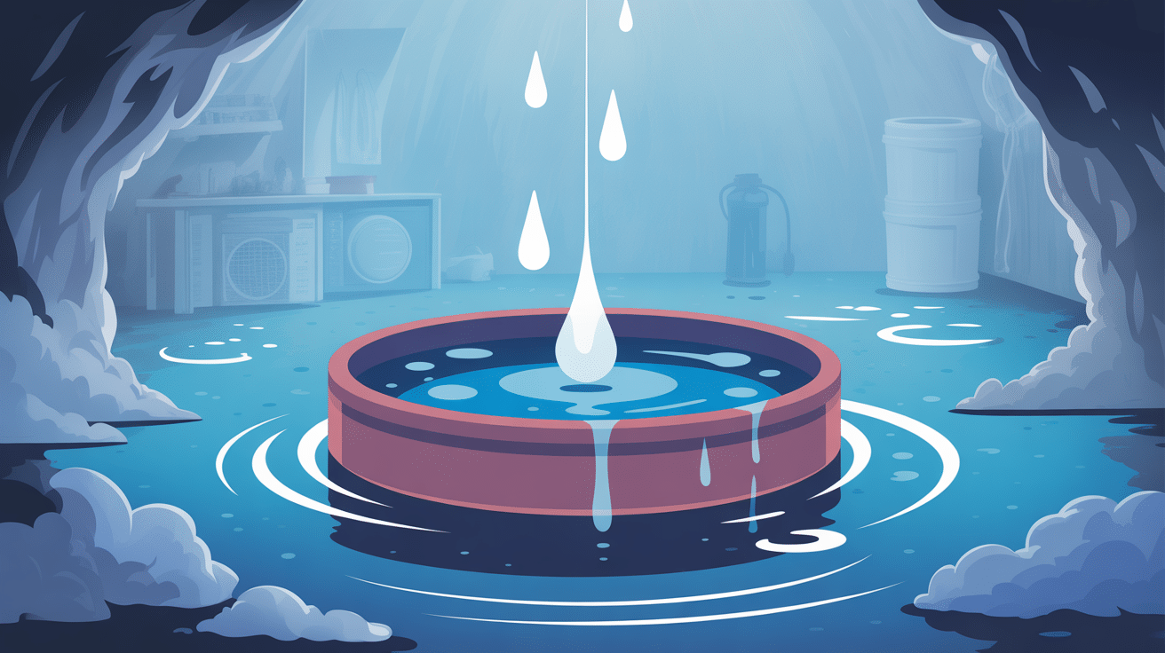 Schéma condensation tuyau eau froide dans une cave