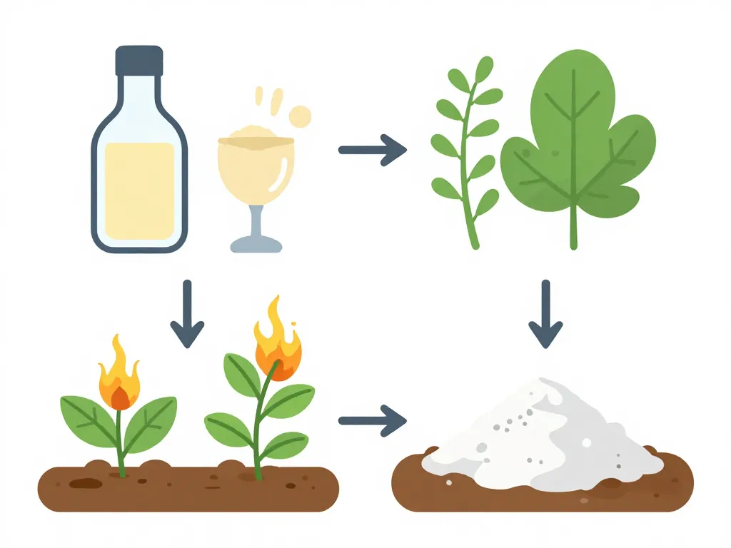 schéma efficacité recette désherbant naturel bicarbonate et vinaigre sur mauvaises herbes