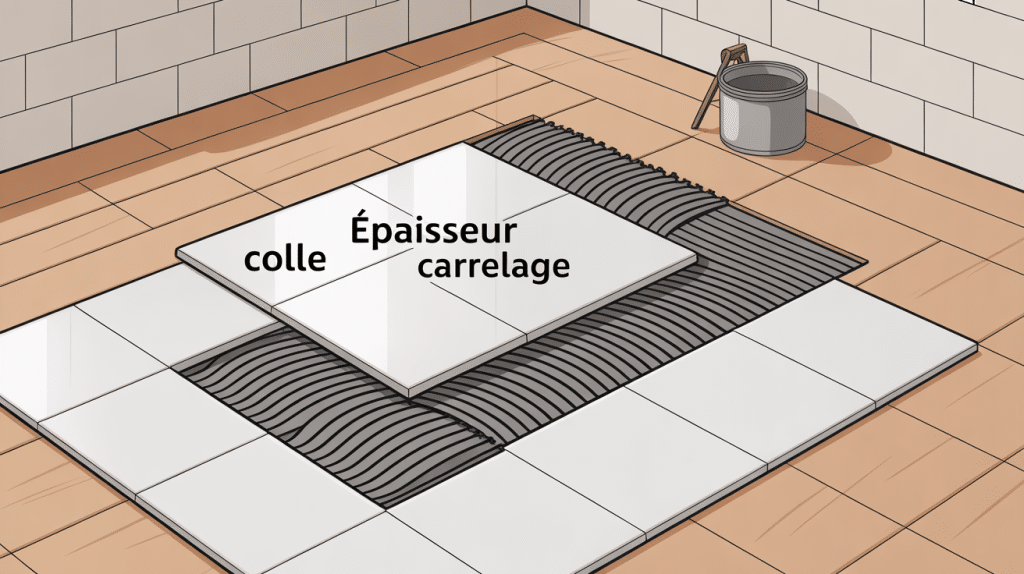 épaisseur colle carrelage 2 cm vue en coupe pédagogique