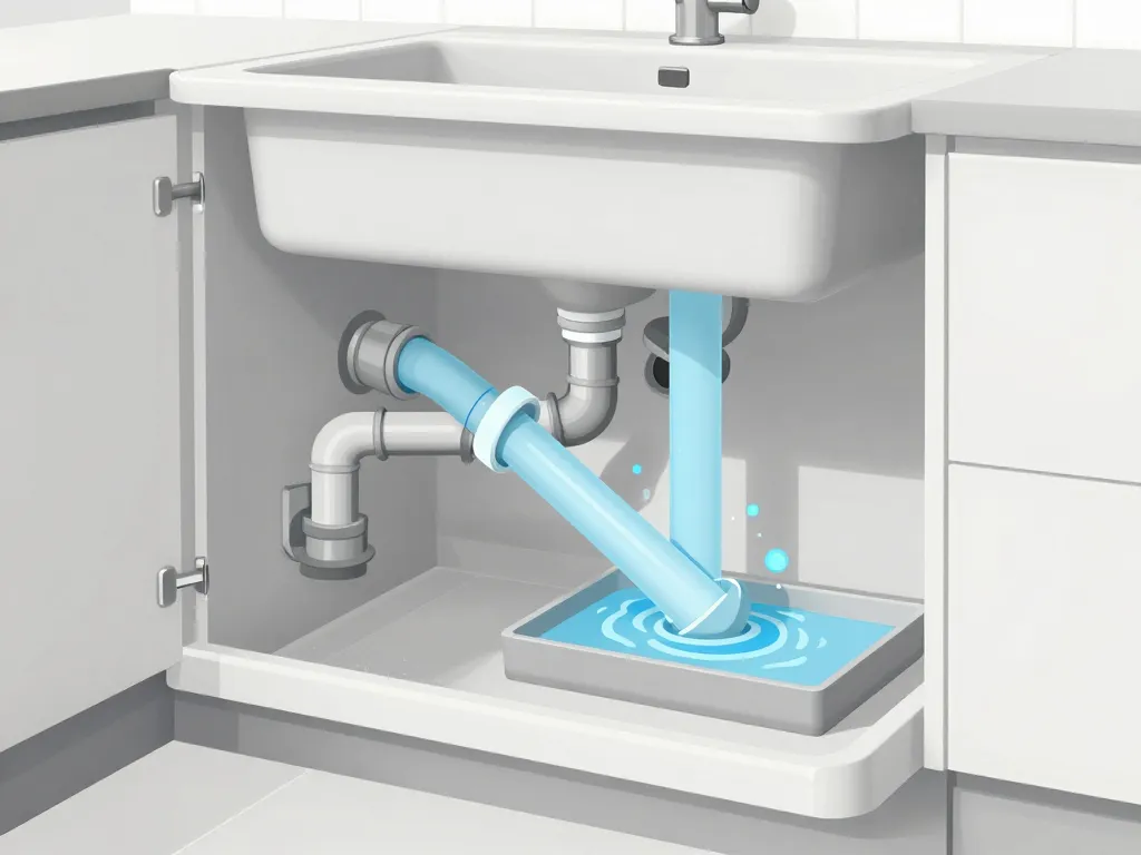 Diagramme évacuation évier lave-vaisselle en coupe