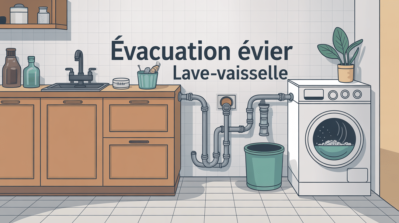 Schéma évacuation évier lave-vaisselle moderne