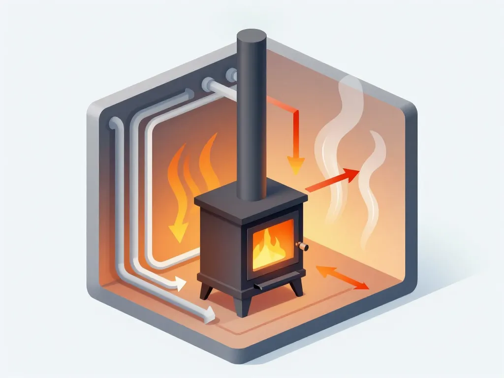 Schéma du principe pour fabriquer un récupérateur de chaleur pour poêle à bois