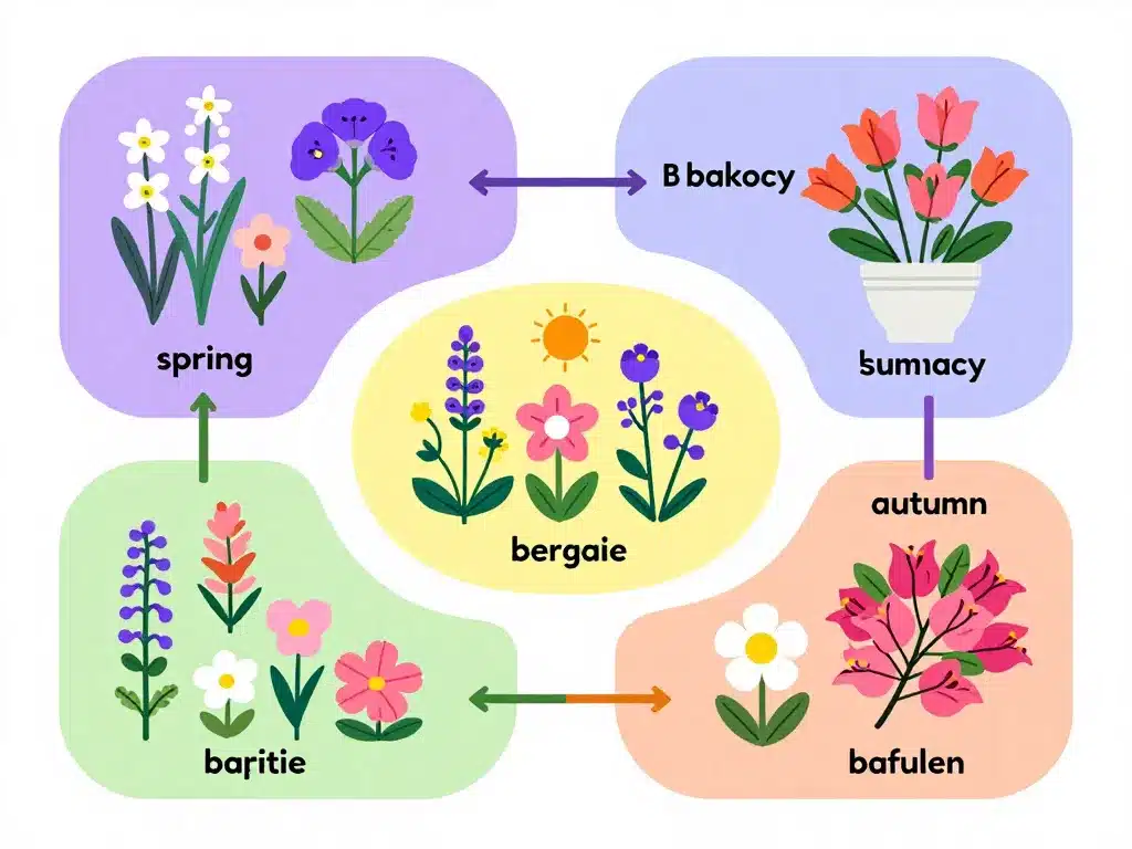 diagramme fleurs en b selon couleur et saison