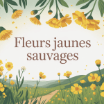 illustration paysage printemps avec fleurs jaunes sauvages