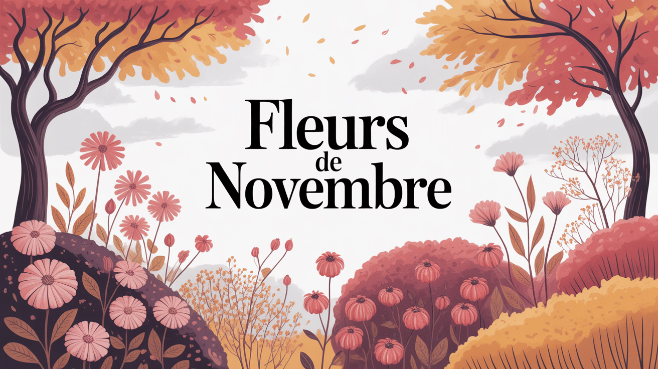 illustration fleurs en novembre jardin coloré automne