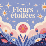 illustration poétique fleurs étoilées ciel et jardin