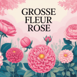 illustration grosse fleur rose pivoines dahlias roses