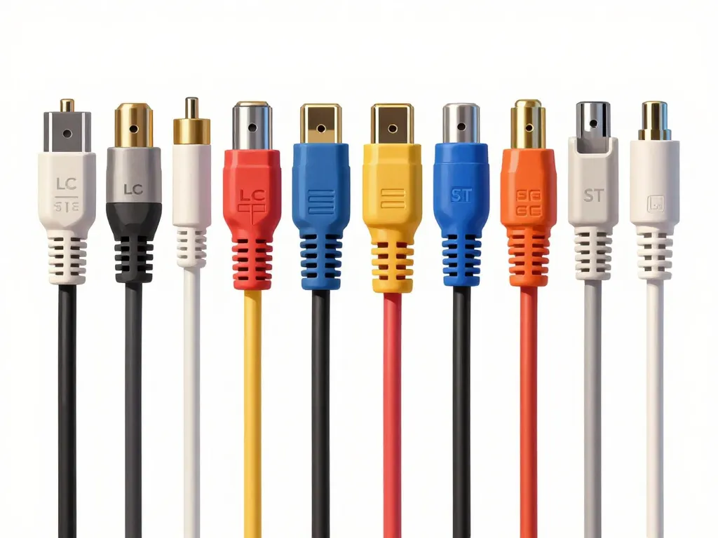 Illustration visuelle choix jarretières fibre connecteurs et longueurs