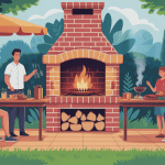 Plan pour construire un barbecue en briques avec cheminée vue d'ensemble au jardin