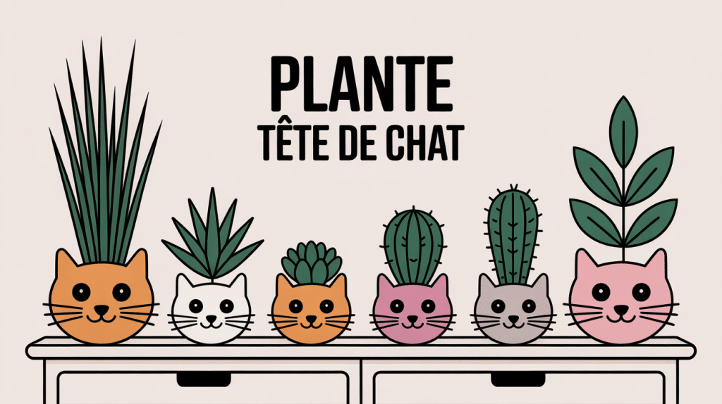 plantes tete de chat dans pots déco sur meuble blanc