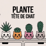 plantes tete de chat dans pots déco sur meuble blanc