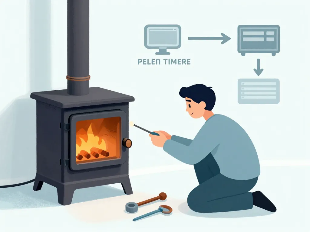 illustration diagnostic poêle à granulés cadel problème étapes