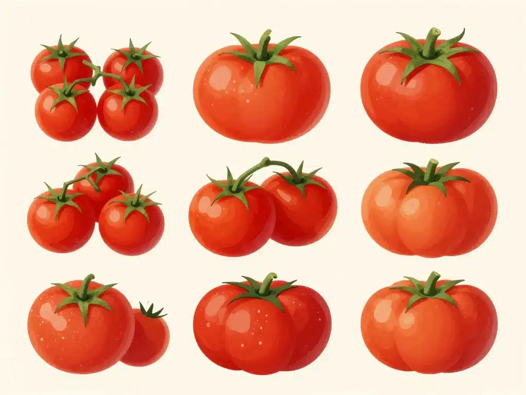 Comparaison visuelle des variétés et poids tomate