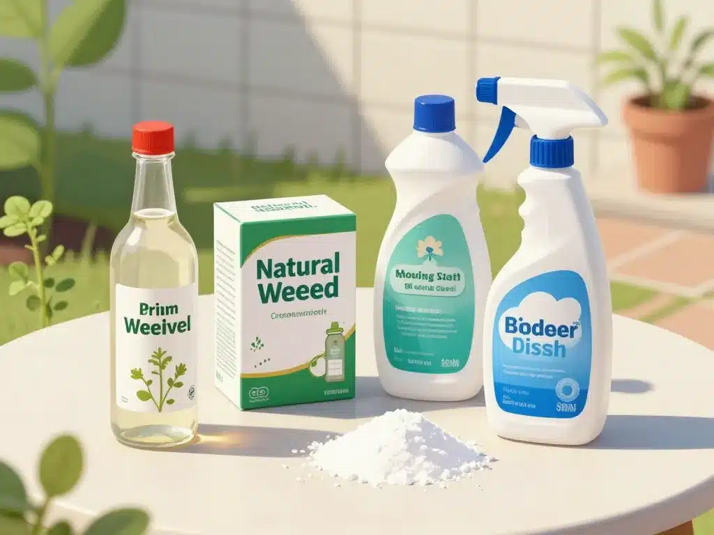 scène préparation recette désherbant naturel bicarbonate et vinaigre avec ingrédients