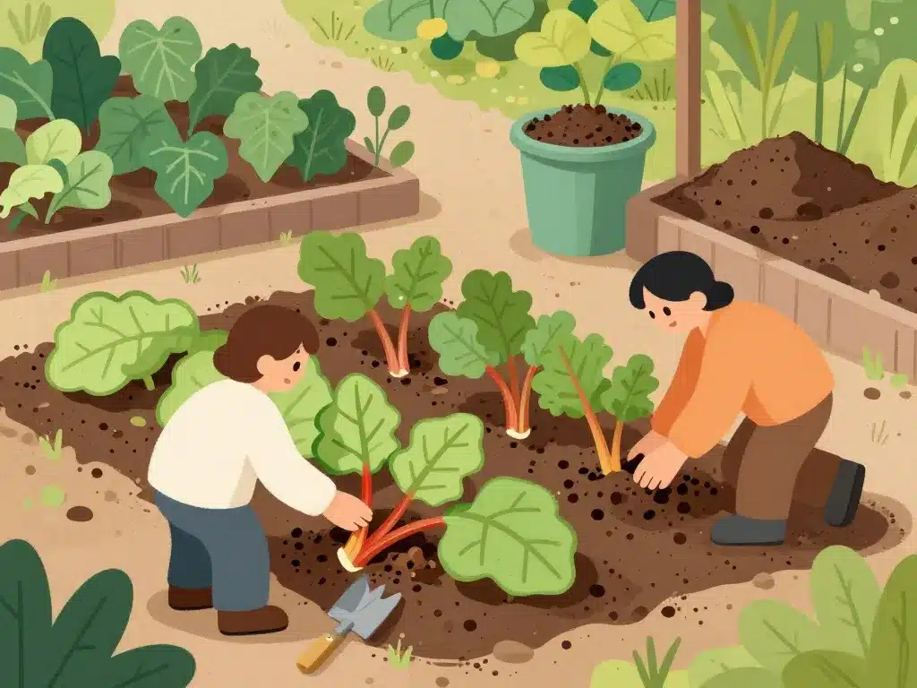 Que faire avec les feuilles de rhubarbe illustration jardin compost