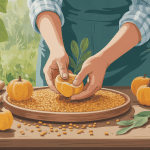 récupérer les graines de butternut pour planter main récoltant les graines