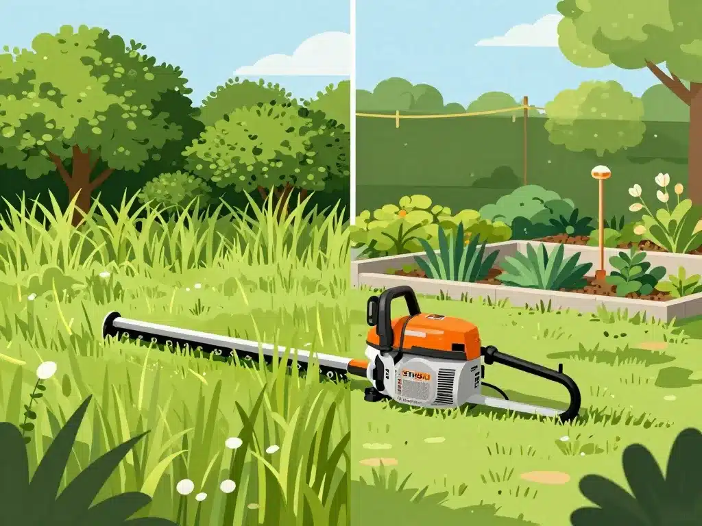 sthil fs 120 dans grand terrain et petit jardin