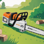 Illustration stihl fs 120 en fonctionnement dans un jardin