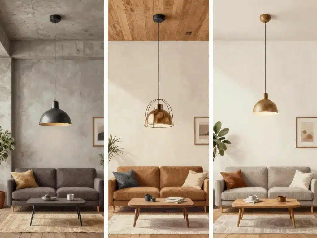 Différents styles suspension crochet selon plafond et décoration