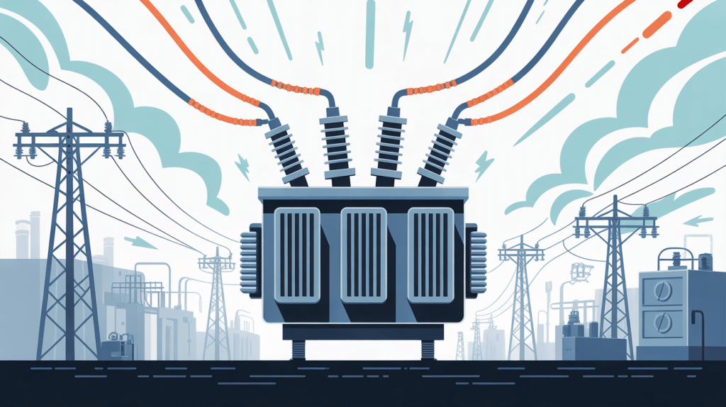 illustration transformateur triphasé réseau industriel