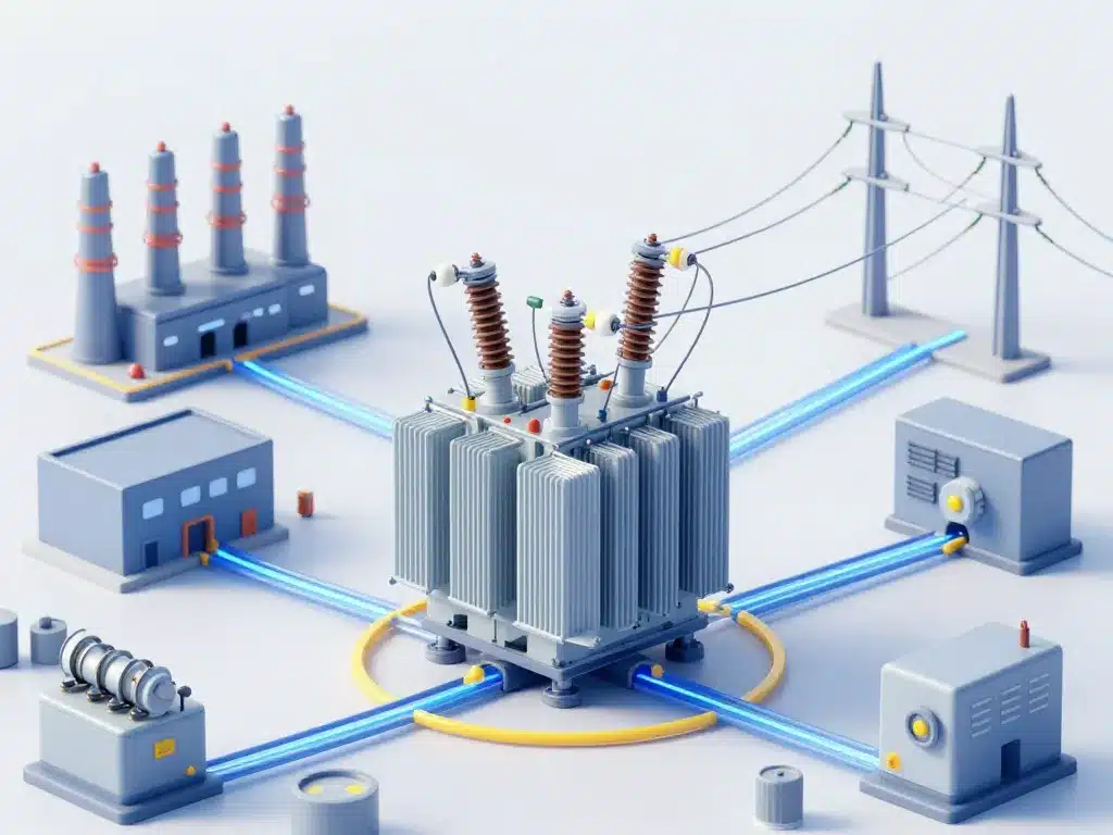 transformateur triphasé schéma réseau électrique