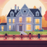 Illustration araignée rouge maison sur rebord de fenêtre