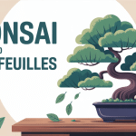 illustration bonsai perd ses feuilles style zen