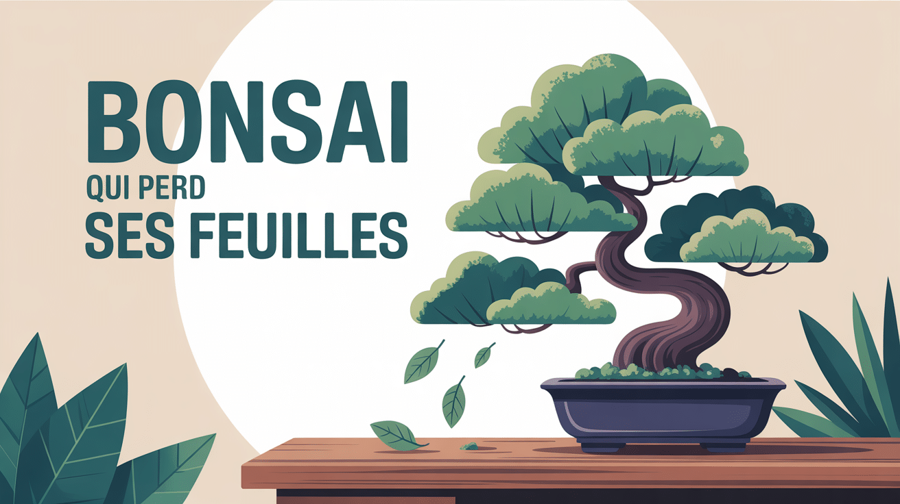 illustration bonsai perd ses feuilles style zen