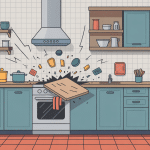Chute plan de travail illustration sécurité cuisine