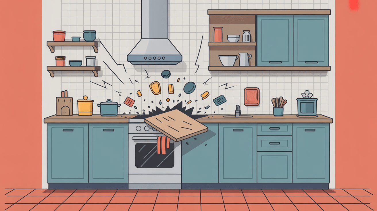 Chute plan de travail illustration sécurité cuisine