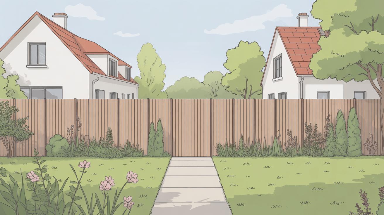 clôture privative en limite de propriété entre deux terrains résidentiels