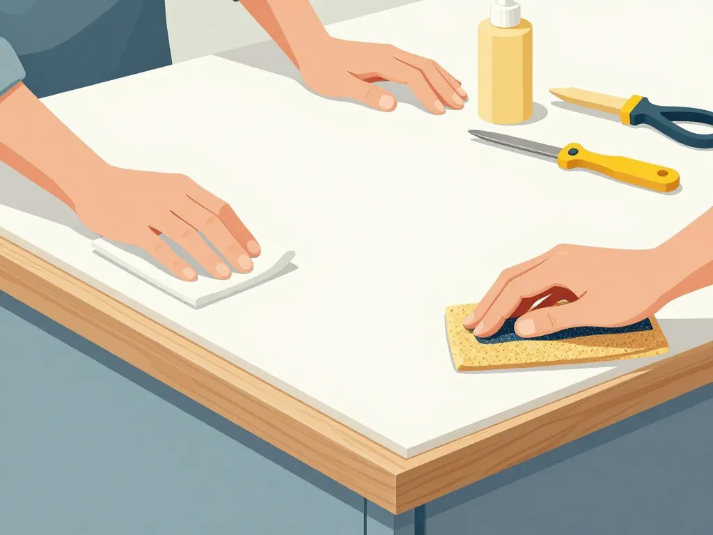 Préparer coller chant plan de travail surface propre outils