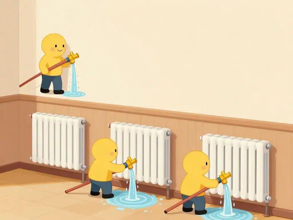 Scènes montrant les étapes sur dans quel ordre purger les radiateurs