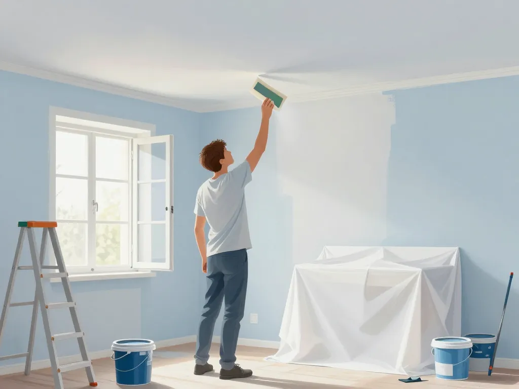 dans quel sens peindre un plafond préparation surface nettoyage