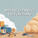 Comparaison différenciant mousse expansive et polyuréthane sur une illustration professionnelle