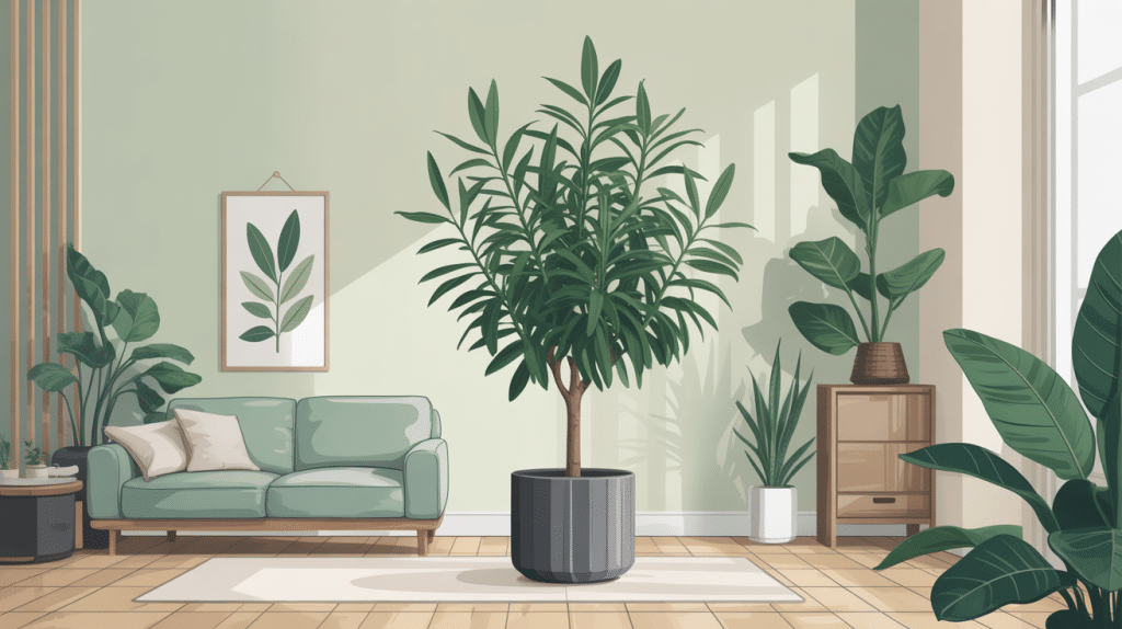 Illustration centrale ficus maclellandii élégant salon lumineux