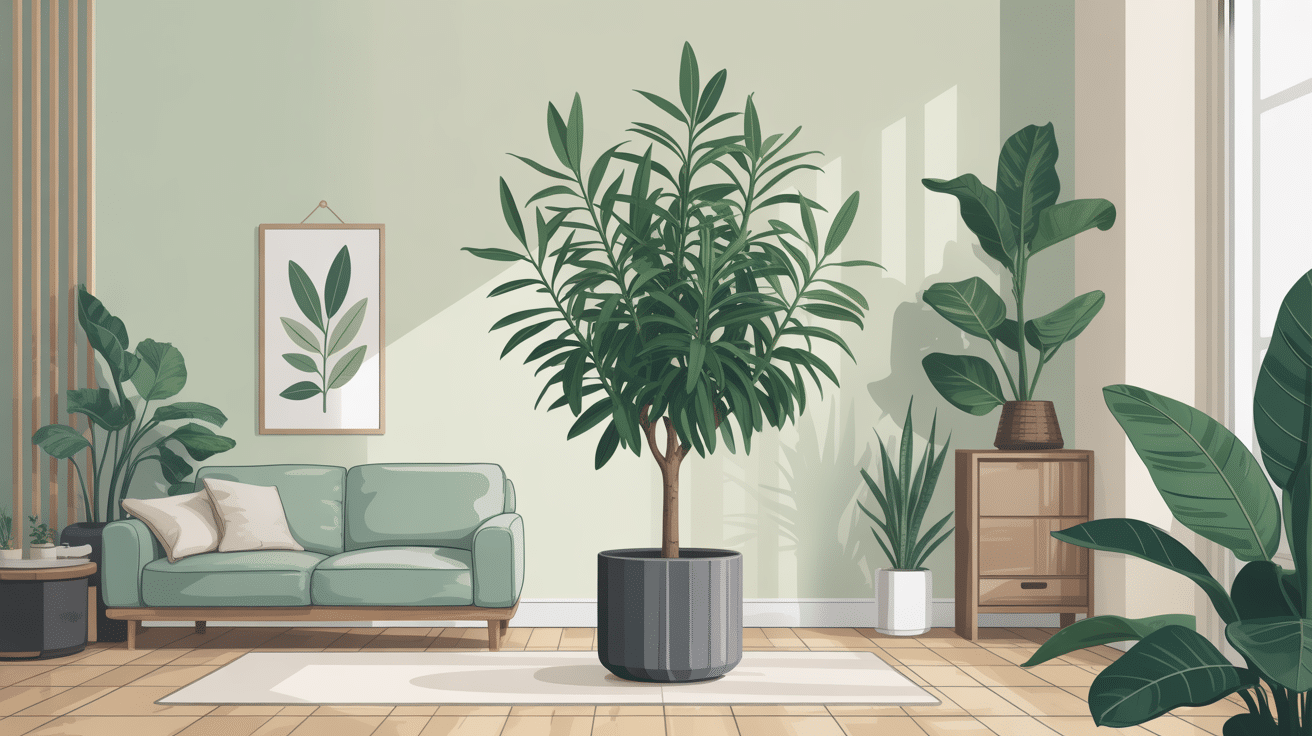 Illustration centrale ficus maclellandii élégant salon lumineux