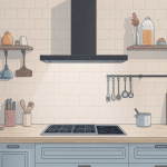 Illustration fixation plan de travail suspendu moderne