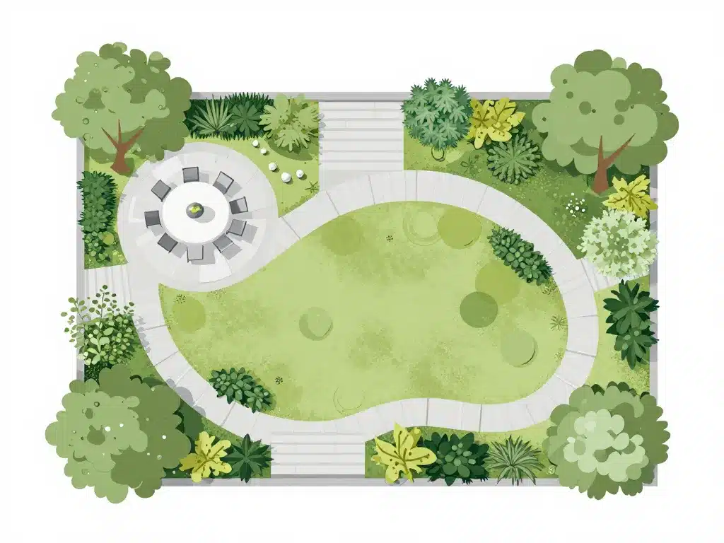 Schéma jardin plus harmonieux zones fonctionnelles