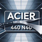 Visuel stylisé des aciers 440 N40 lame sur fond chromé