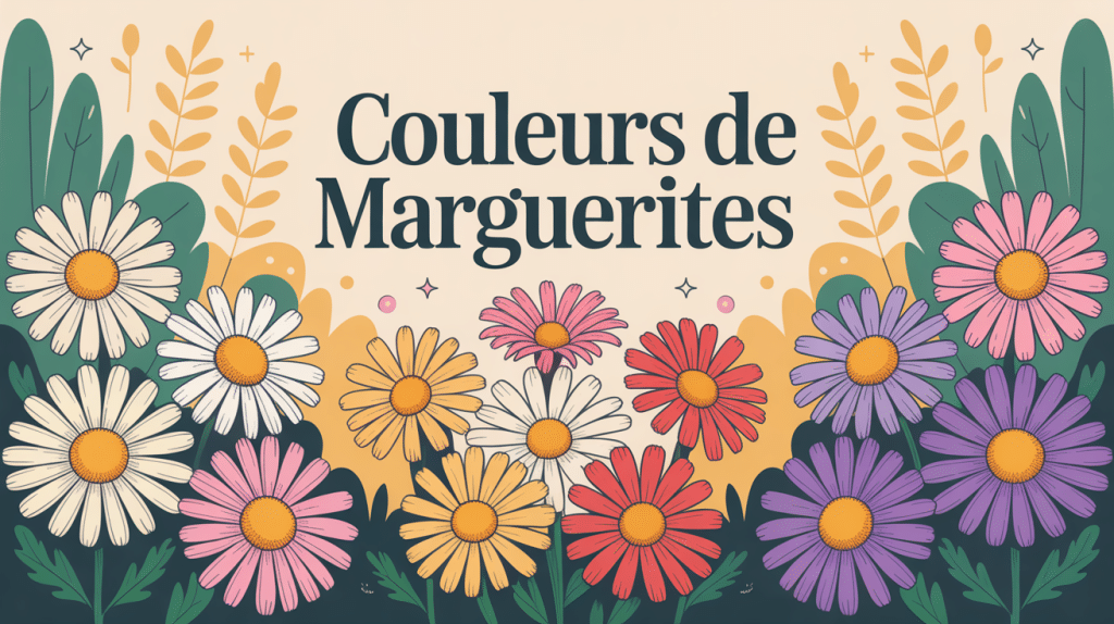 Différentes marguerites couleurs en bouquet et massif