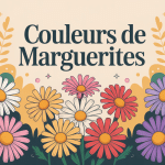 Différentes marguerites couleurs en bouquet et massif